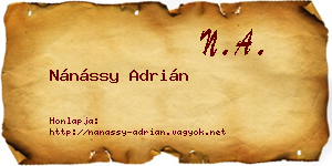 Nánássy Adrián névjegykártya