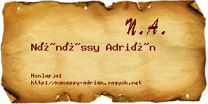 Nánássy Adrián névjegykártya